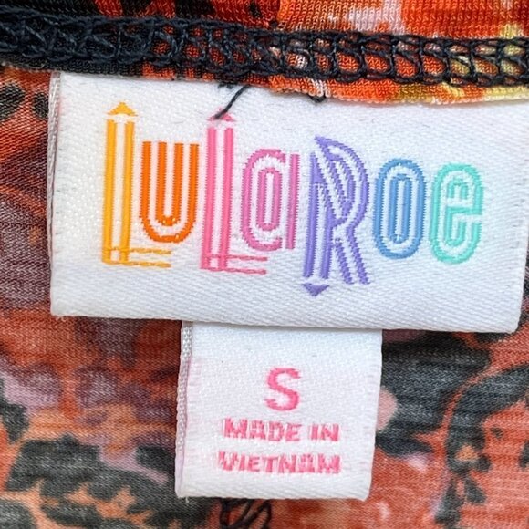 LULAROE Lindsay Womens Short Sleeve Kimono Fire Orange Floral Shirt Top … - Picture 3 of 7